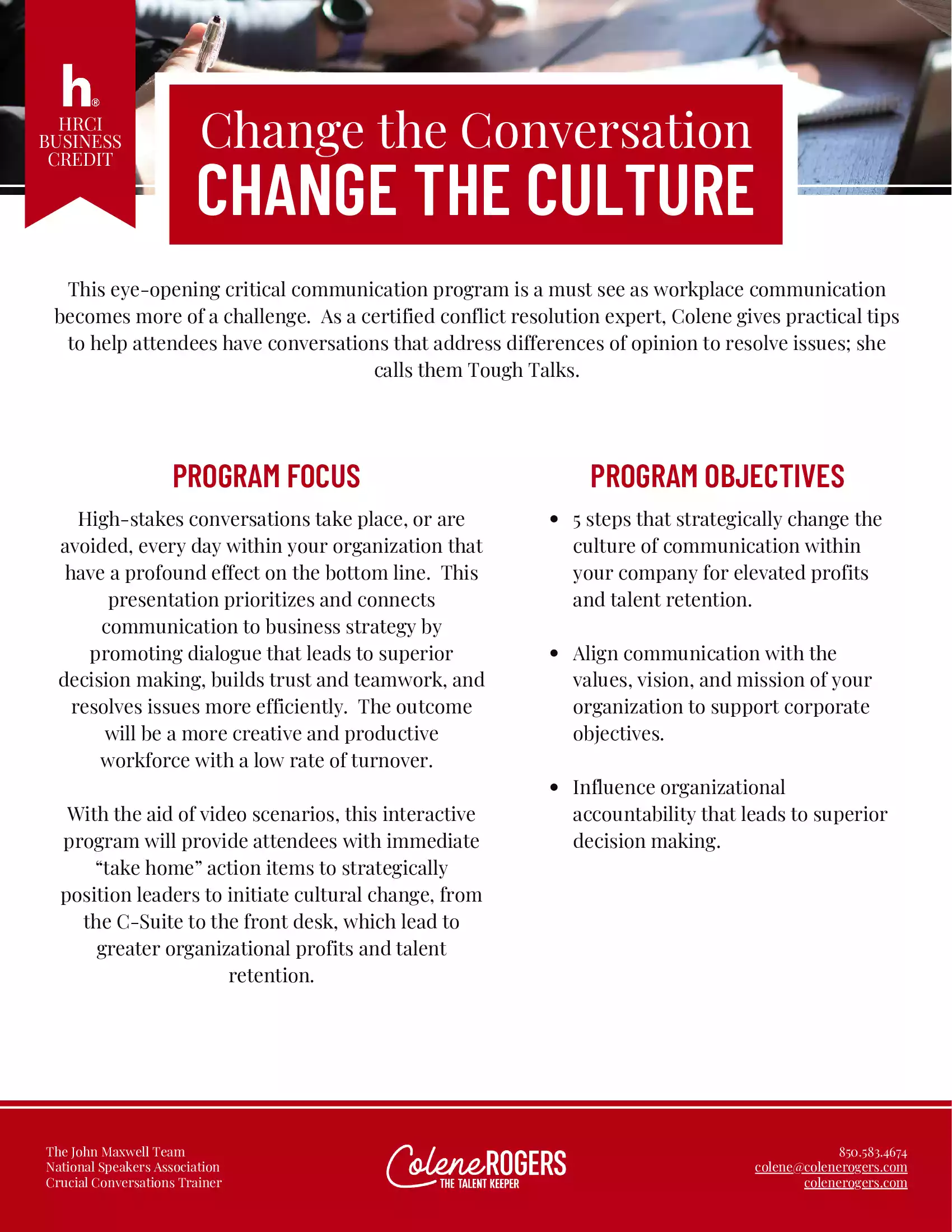 Preview Of The Change The Conversation Keynote Info Sheet, Download Below